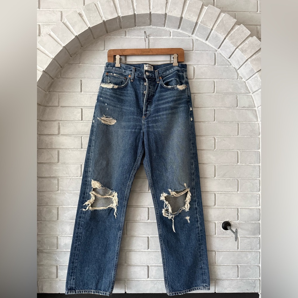 Agolde High Rise Distressed Blue Jeans